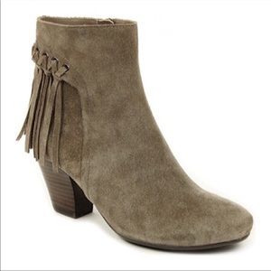 Vaneli Suede Fringe Ankle Bootie